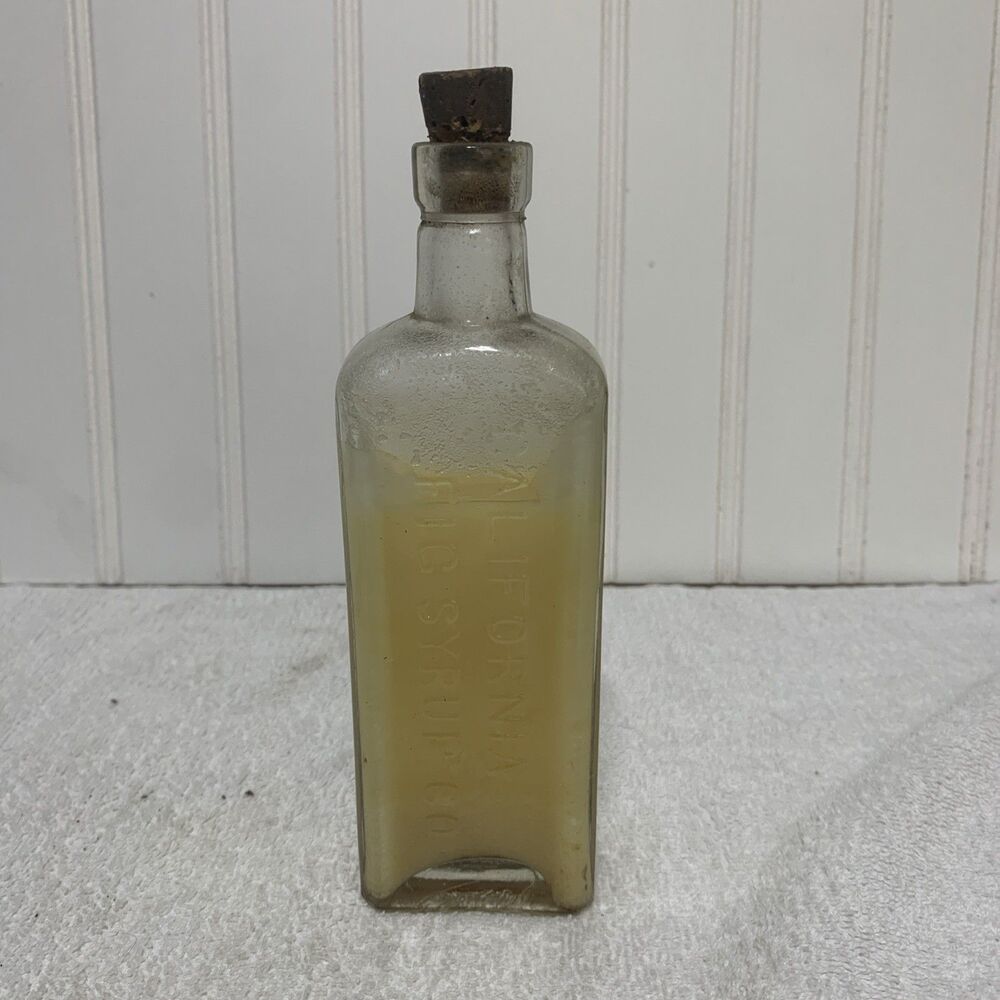 Antique California Fig Syrup Medicine Bottle Wheeling, W. Virginia With Contents
